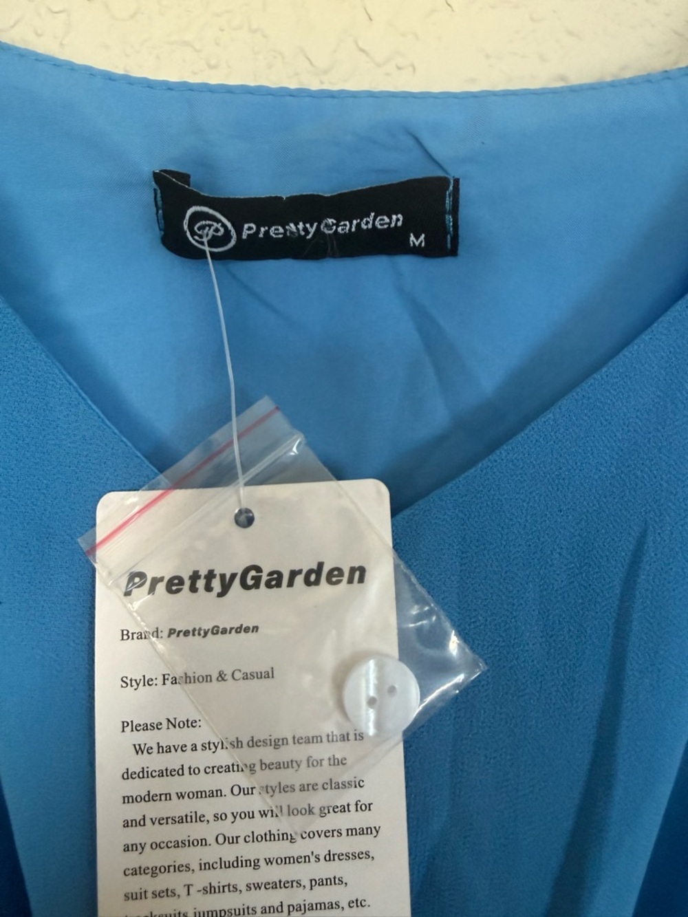 Women’s Blue Button-Front Maxi Dress pretty garden medium - Picture 8 of 11